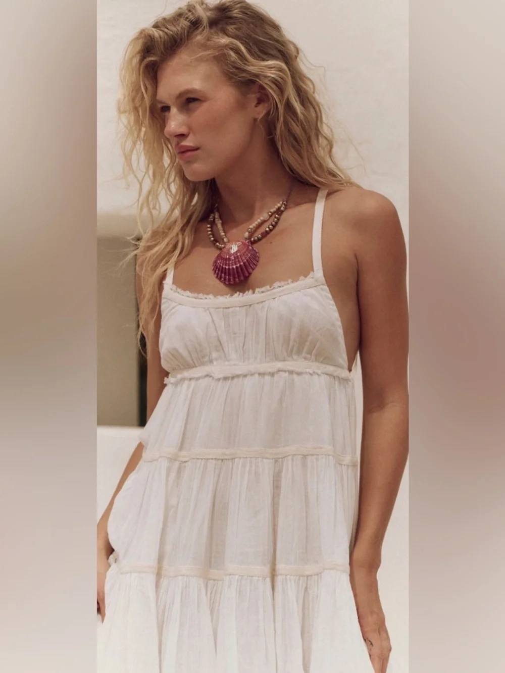 FREE PEOPLE, Isla Mini Dress NWT  Ivory Gauze, tiered babydoll size medium